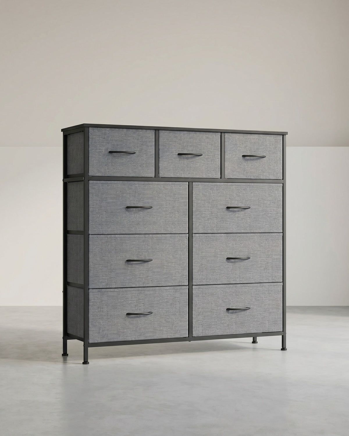 XL Dressoir Met 9 Stoffen Lades - Stalen Frame - Voor Slaapkamer Of Hal