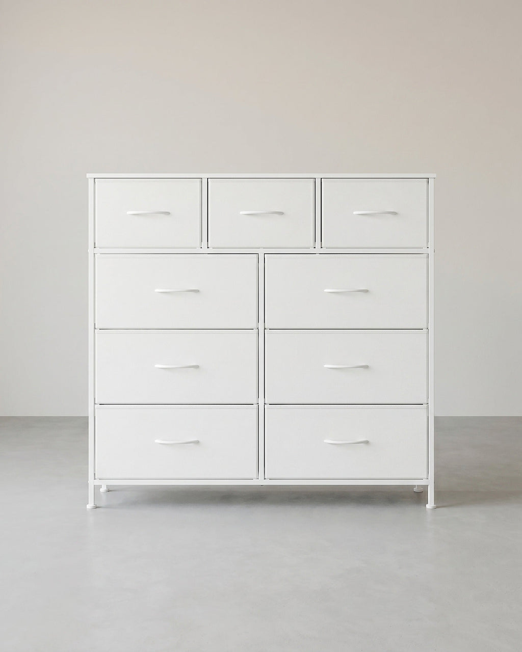 XL Dressoir Met 9 Stoffen Lades - Stalen Frame - Voor Slaapkamer Of Hal