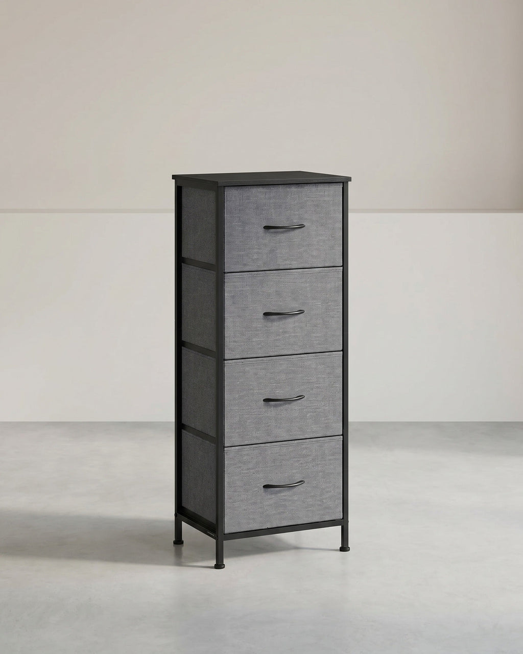 Dressoir Met 4 Stoffen Lades - Stalen Frame - Voor Slaapkamer Of Hal