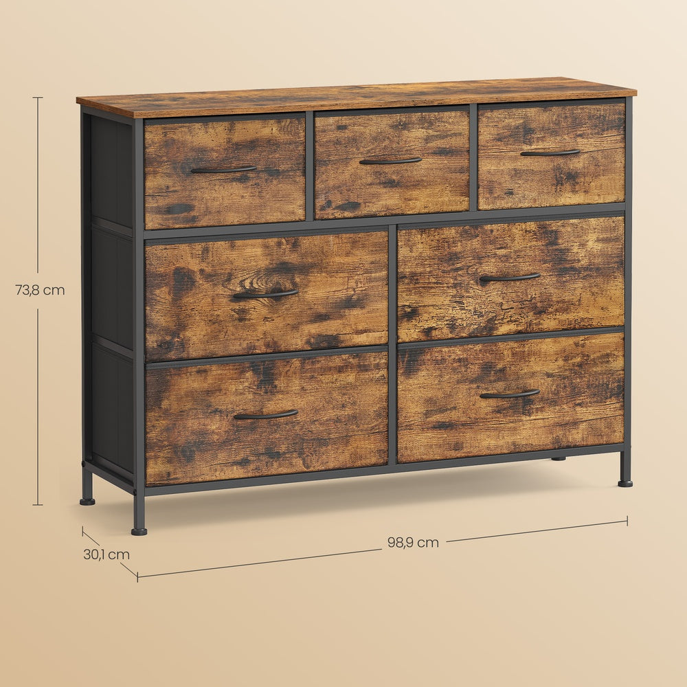 Dressoir Met 7 Stoffen Lades - Stalen Frame - Voor Slaapkamer Of Hal