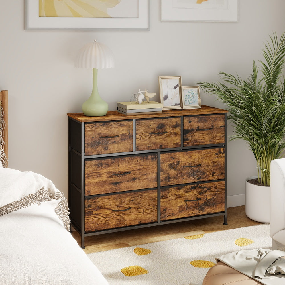Dressoir Met 7 Stoffen Lades - Stalen Frame - Voor Slaapkamer Of Hal
