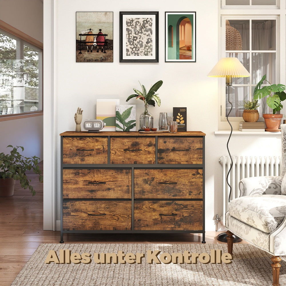 Dressoir Met 7 Stoffen Lades - Stalen Frame - Voor Slaapkamer Of Hal