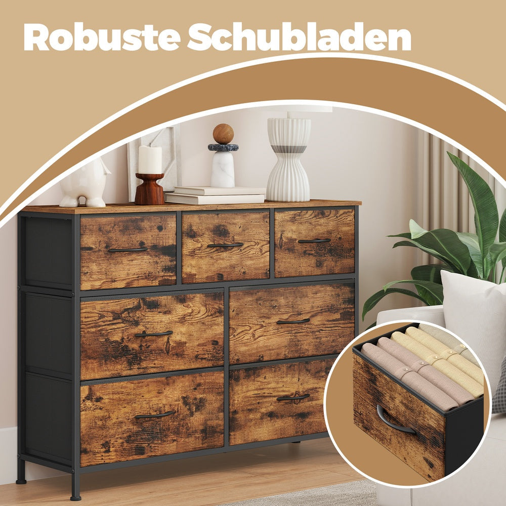 Dressoir Met 7 Stoffen Lades - Stalen Frame - Voor Slaapkamer Of Hal