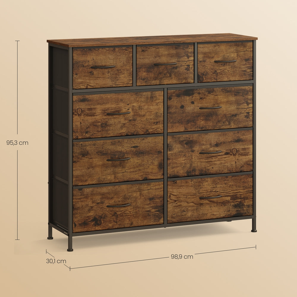 Dressoir Met 9 Stoffen Lades - Stalen Frame - Voor Slaapkamer Of Hal