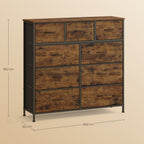 Dressoir Met 9 Stoffen Lades - Stalen Frame - Voor Slaapkamer Of Hal