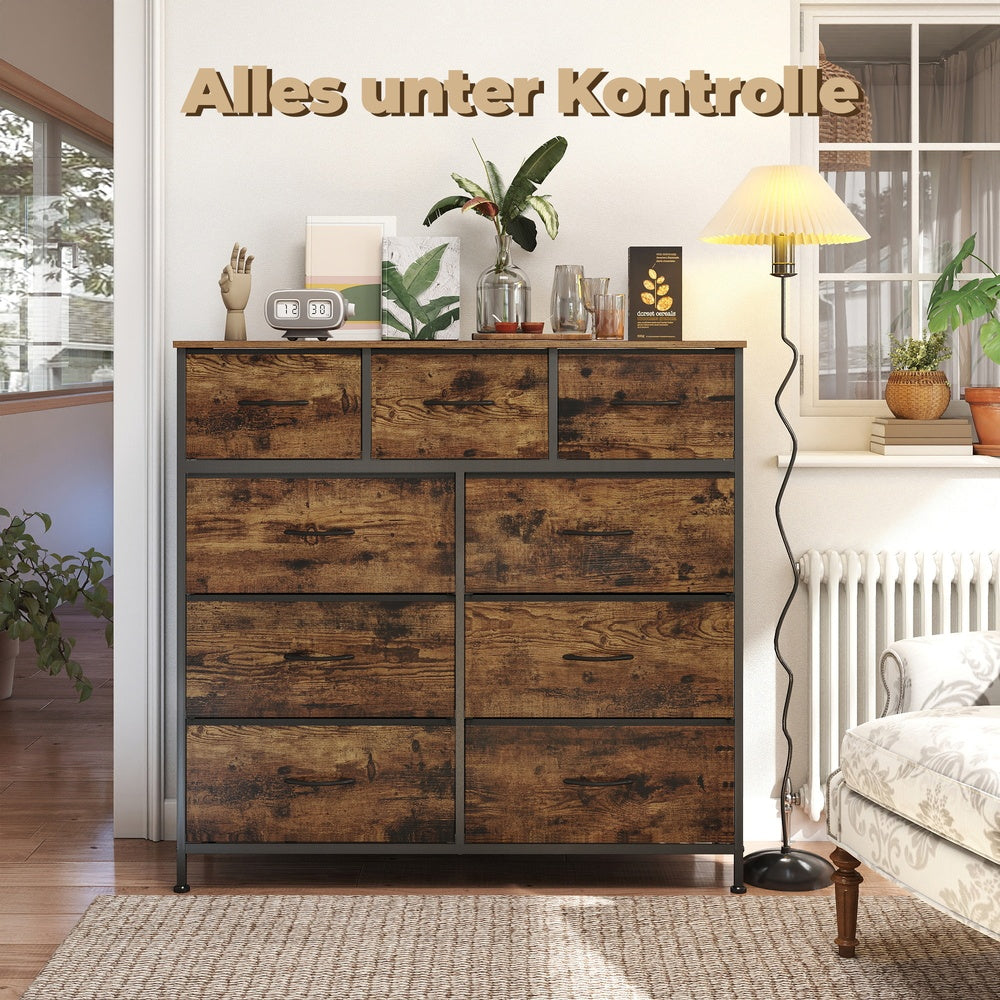 Dressoir Met 9 Stoffen Lades - Stalen Frame - Voor Slaapkamer Of Hal