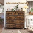 Dressoir Met 9 Stoffen Lades - Stalen Frame - Voor Slaapkamer Of Hal