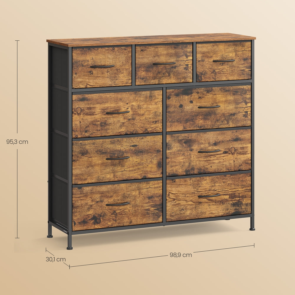 Dressoir Met 9 Stoffen Lades - Stalen Frame - Voor Slaapkamer Of Hal