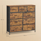 Dressoir Met 9 Stoffen Lades - Stalen Frame - Voor Slaapkamer Of Hal