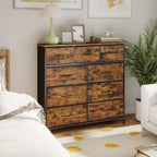 Dressoir Met 9 Stoffen Lades - Stalen Frame - Voor Slaapkamer Of Hal