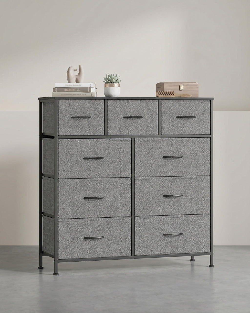 Dressoir Met 9 Stoffen Lades - Stalen Frame - Voor Slaapkamer Of Hal