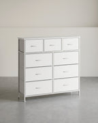 Dressoir Met 9 Stoffen Lades - Stalen Frame - Voor Slaapkamer Of Hal