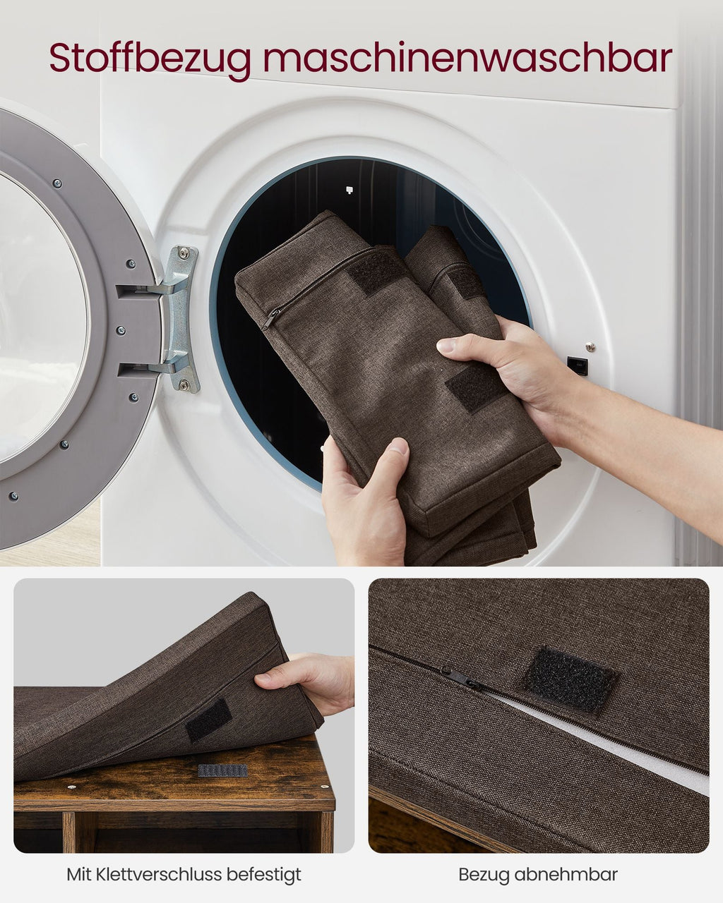 Opbergkisten – Schoenenbank met Opbergruimte – 9 Vakken – Verstelbare Planken – 30,3 x 78,5 x 48 cm – Spaanplaat – Schuim – Linnenlook Bekleding – Max. Belastbaarheid 136 kg