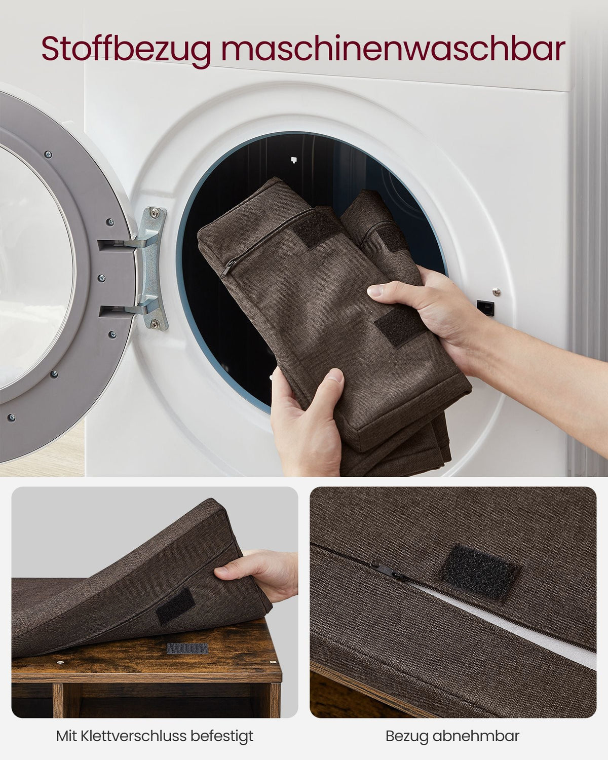 Opbergkisten – Schoenenbank met Opbergruimte – 9 Vakken – Verstelbare Planken – 30,3 x 78,5 x 48 cm – Spaanplaat – Schuim – Linnenlook Bekleding – Max. Belastbaarheid 136 kg