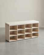 Opbergkisten – Schoenenbank met Opbergruimte – 9 Vakken – Verstelbare Planken – 30,3 x 78,5 x 48 cm – Spaanplaat – Schuim – Linnenlook Bekleding – Max. Belastbaarheid 136 kg