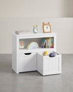 Kinderkast met Opbergboxen en Wielen – Speelgoedkast 72 cm – Wit