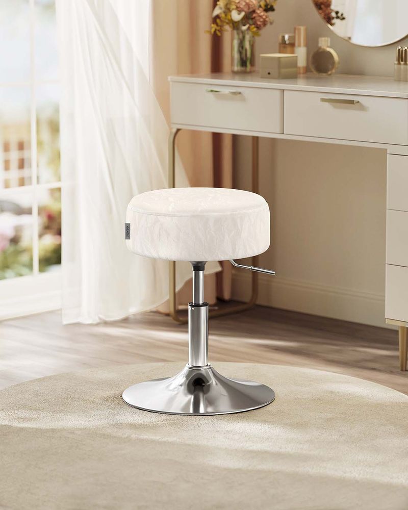 Make-up Kruk Draaibaar – In Hoogte Verstelbaar – 360° – PU met Gletsjerpatroon – Kaptafelkruk tot 120 kg