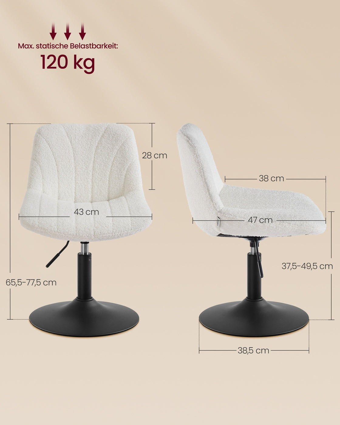 Barkruk - Met Rugleuning - Draaibare Zitting - Voor Bar Of Kaptafel