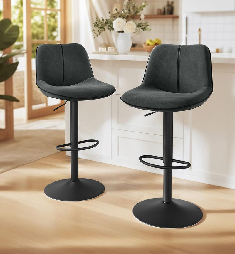 Set van 2 Barkrukken – Verstelbare Zithoogte – Fluwelen Bekleding – Ergonomisch Comfort – Stabiele Voet