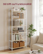 Boekenkast Met 6 Niveaus - Stalen Frame - Voor Woonkamer Slaapkamer Of Kantoor