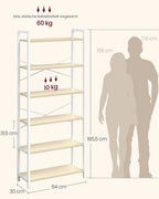 Boekenkast Met 6 Niveaus - Stalen Frame - Voor Woonkamer Slaapkamer Of Kantoor