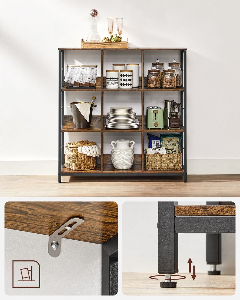 Staande Open Kast met 9 Vakken – Industrieel Design – 100 cm Breed