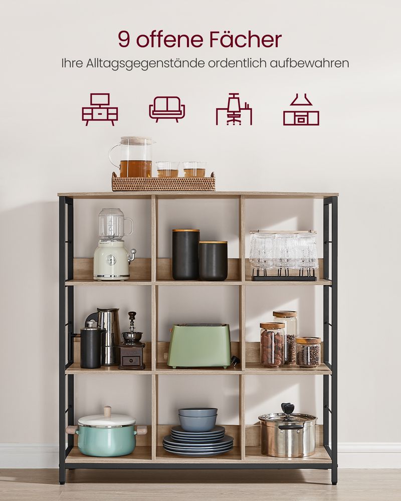 Staande Open Kast met 9 Vakken – Industrieel Design – 100 cm Breed