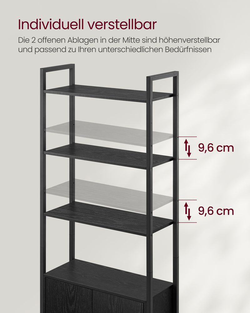 Boekenkast met Deuren en Verstelbare Planken – Industrieel Stijlvol Opbergmeubel voor Woonkamer of Kantoor
