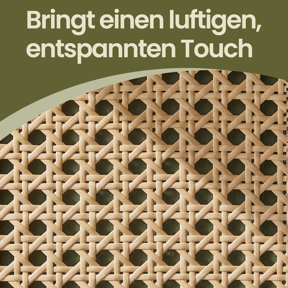 BOHO Wandrek met Rattanlook – Zwevend Zigzag Wandmeubel – 126 cm Hoog – Zwart of Wit – Tot 25 kg Draagvermogen