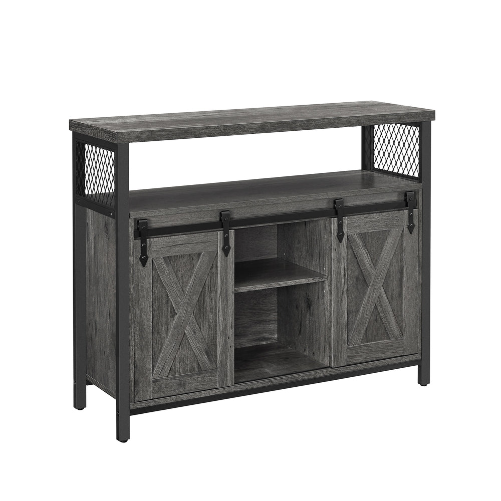 Dressoir met Schuifdeuren - Kast 100 cm breed - Vintage Bruin & Zwart