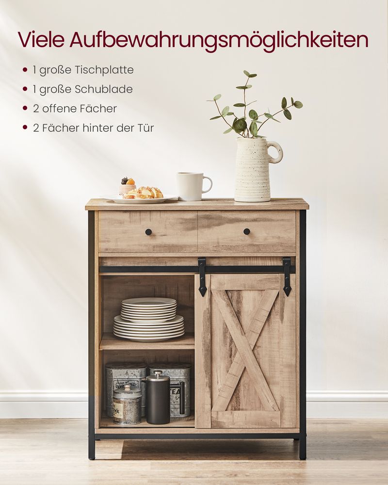 Dressoir Industrieel – Met Schuifdeur – 70 x 30 x 80 cm