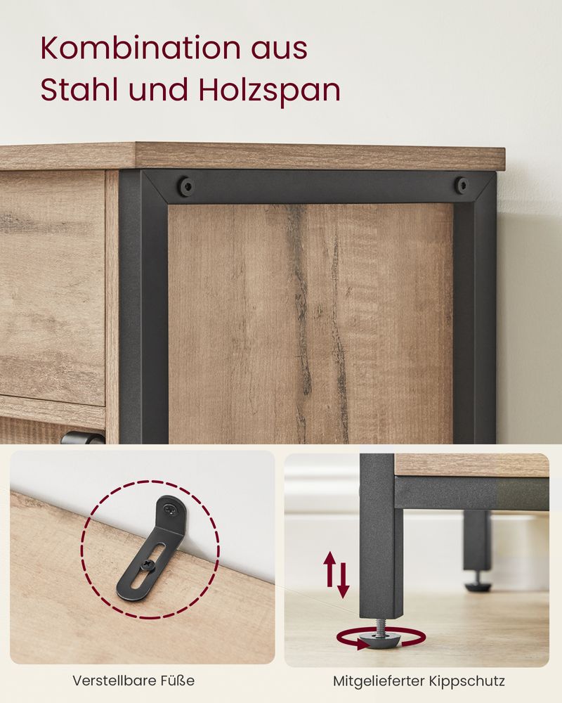 Dressoir Industrieel – Met Schuifdeur – 70 x 30 x 80 cm