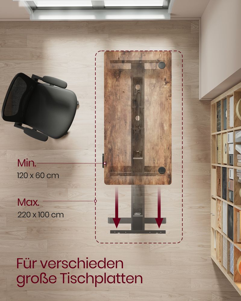 Zit Sta Bureau Onderstel Elektrisch – Dubbele Motor – Verstelbaar in Hoogte en Breedte – Tot 100 kg – USB & Wielen