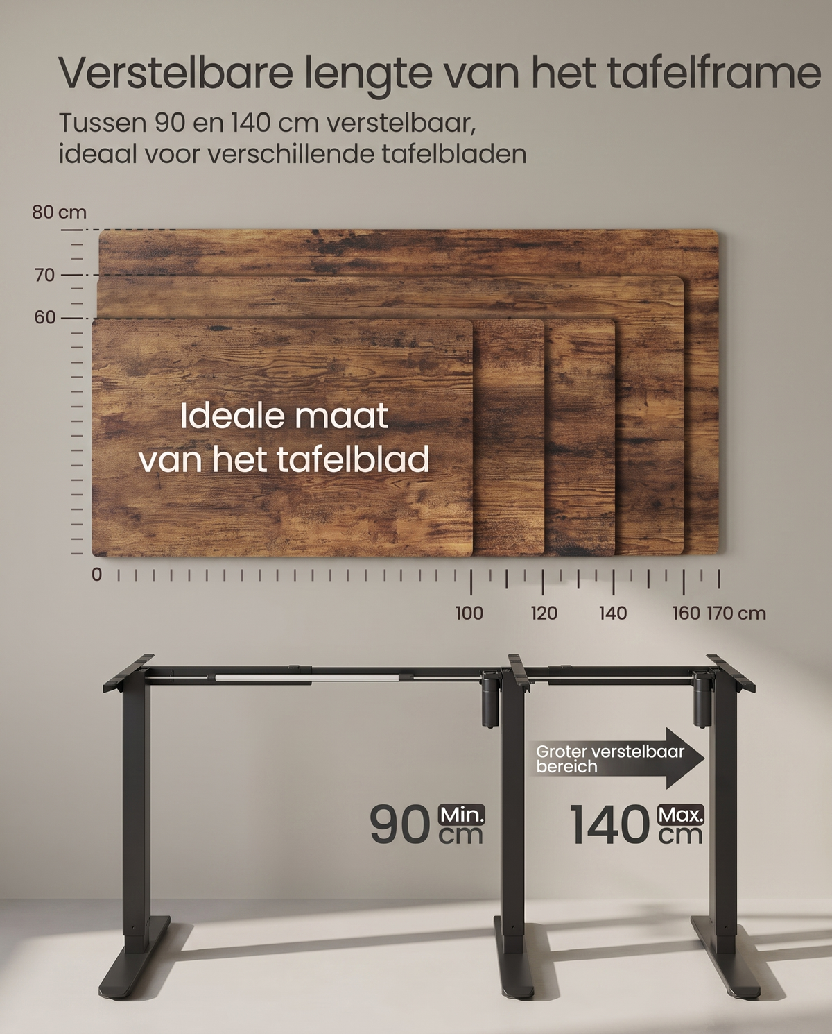 Zit Sta Bureau Onderstel Elektrisch – In Hoogte Verstelbaar Frame – Geheugenfunctie