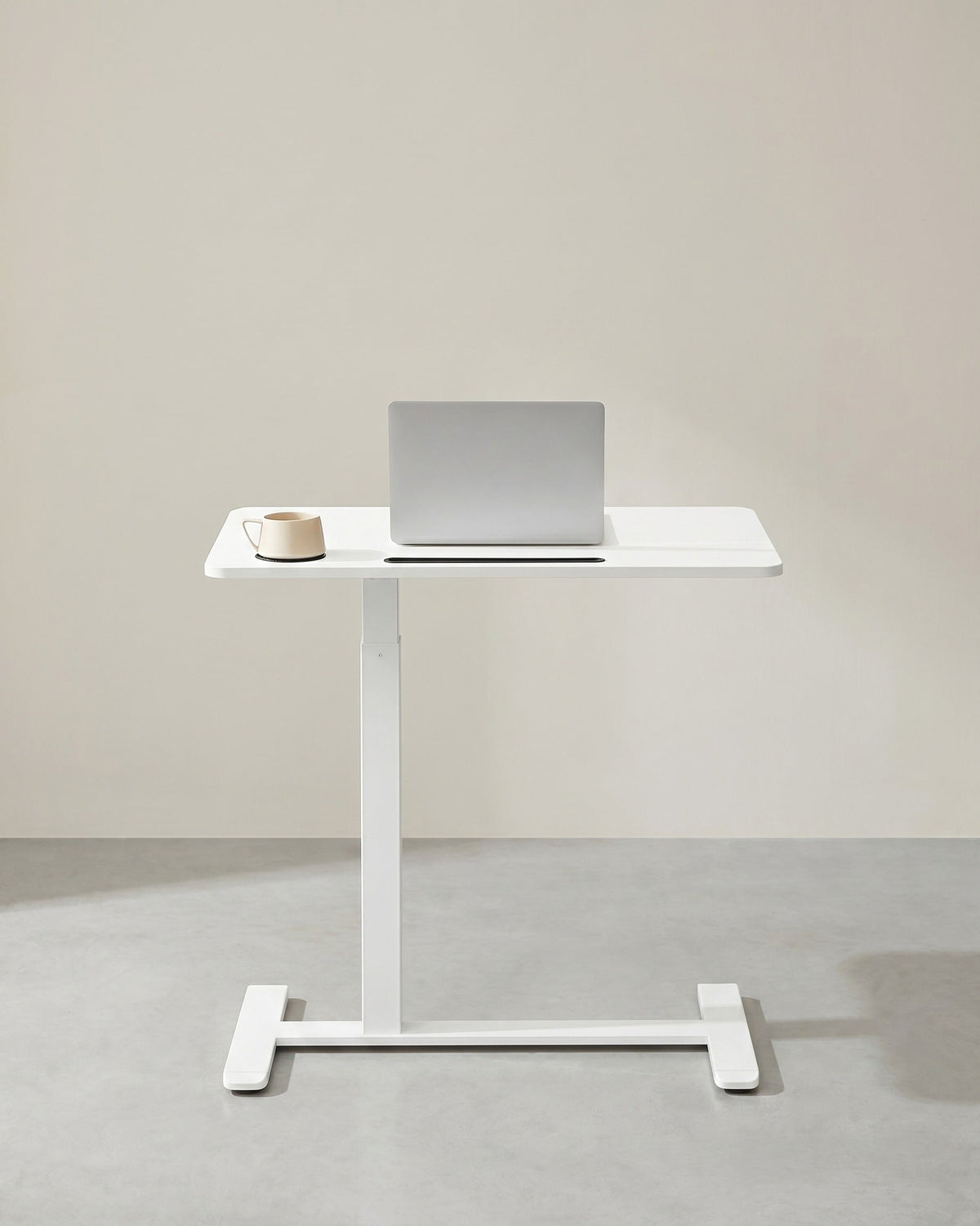 Bijzettafel Verstelbaar met Wielen – Hoogte 65-102 cm – Wit – Multifunctioneel