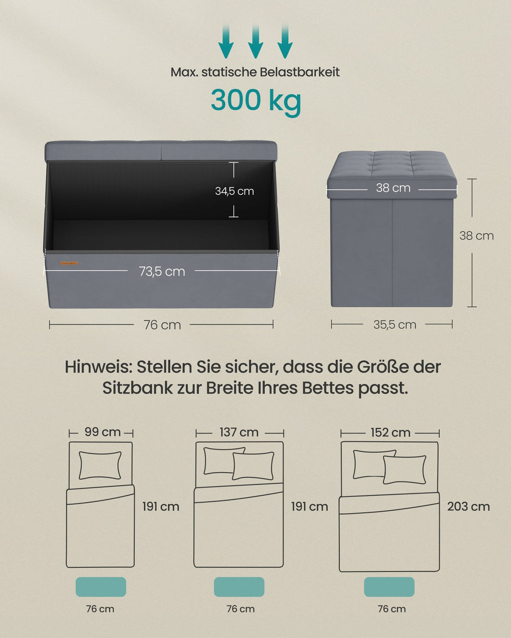 Opbergbank - 40 x 80 x 38 cm - Met Klapdeksel - Voor Slaapkamer Of Hal