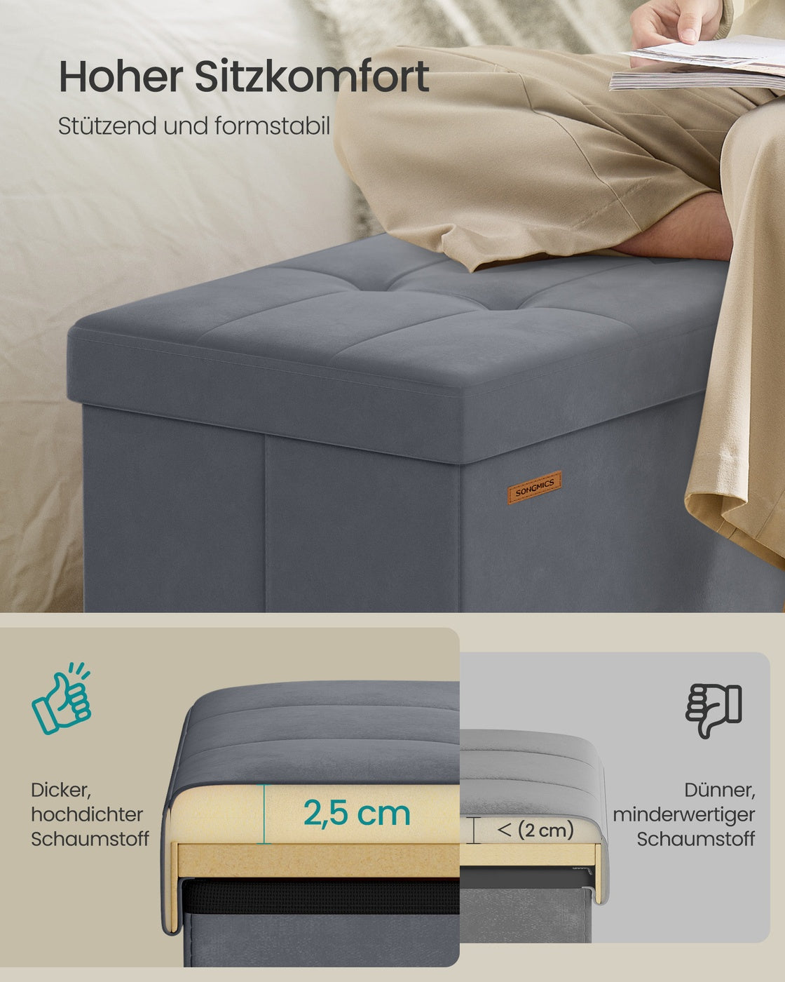Opbergbank - 40 x 80 x 38 cm - Met Klapdeksel - Voor Slaapkamer Of Hal