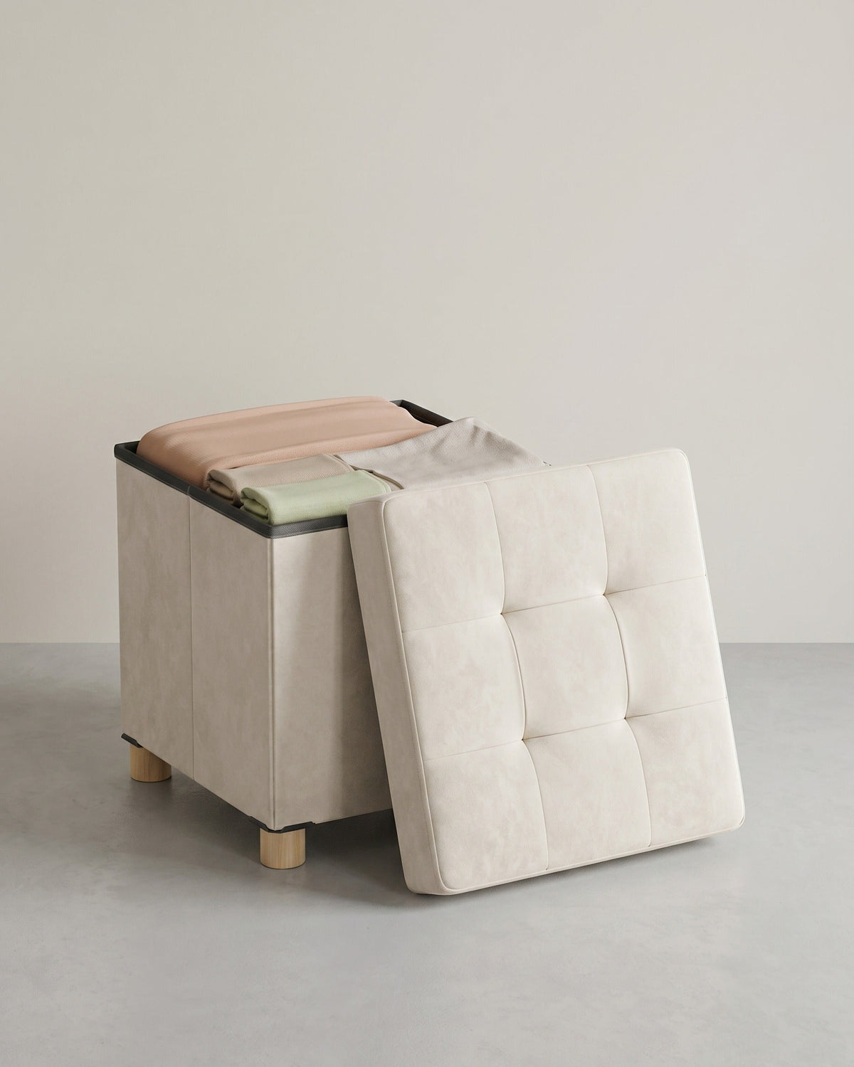 Opvouwbare Fluwelen Opbergkruk – 38 x 38 cm – 37L – Tot 300 kg Draagkracht