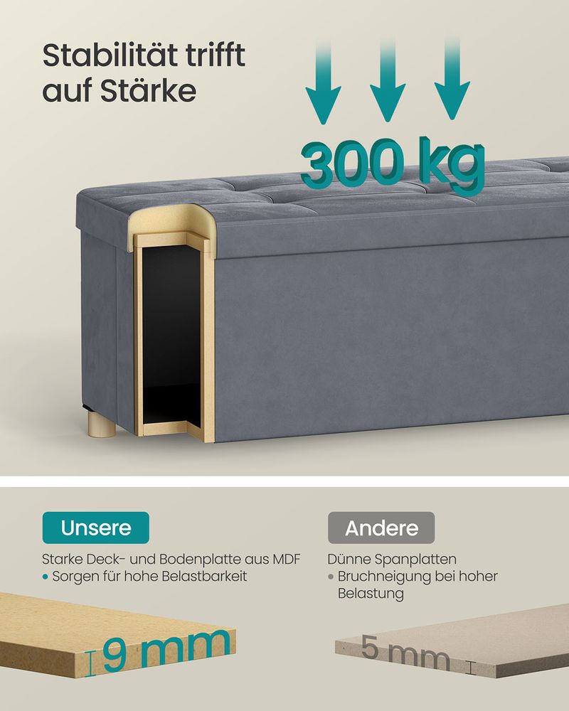 Opvouwbare Fluwelen Opbergkruk – 110 cm – 112L – Tot 300 kg Draagkracht