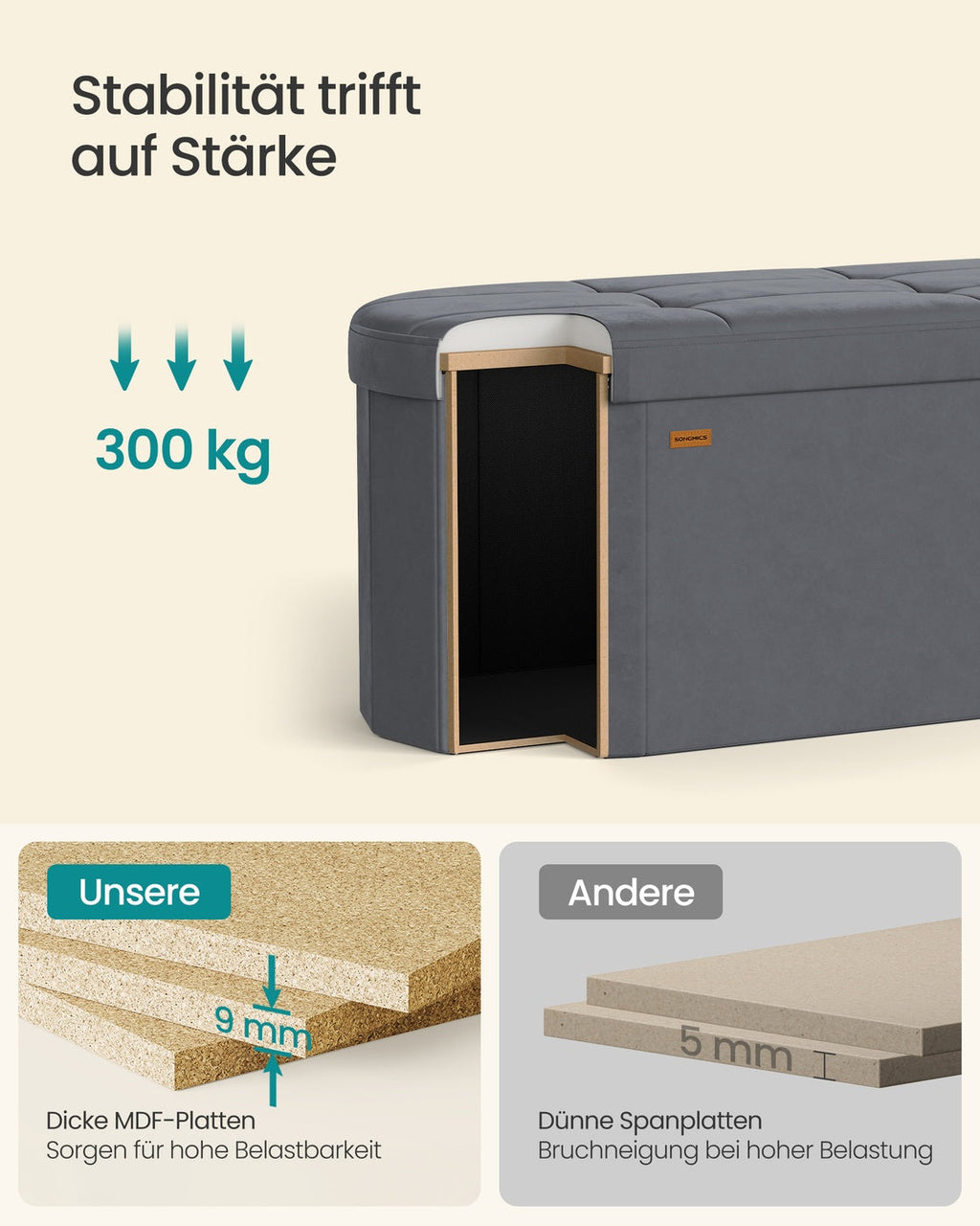 Opbergbank - 38 x 80 x 40 cm - Met Klapdeksel - Voor Slaapkamer Of Hal