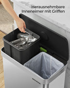 Afvalscheiding Prullenbak 2 x 30 L - Pedaalemmer Met 2 Vakken - Voor Keuken