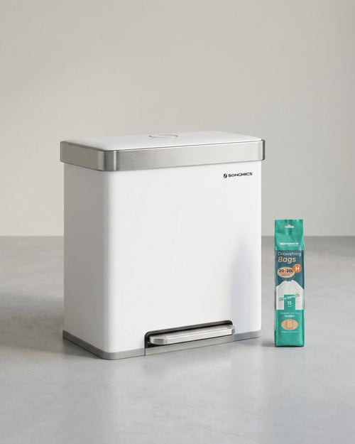 Afvalscheiding Prullenbak 2 x 30 L - Pedaalemmer Met 2 Vakken - Voor Keuken