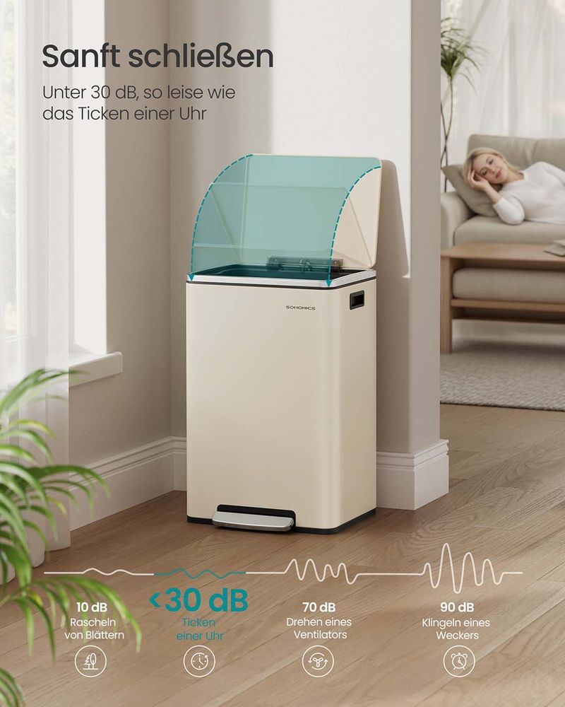 Vuilnisbak met Pedaal – 50 Liter – Softclose Deksel – Uitneembare Binnenemmer – Inclusief 15 Zakken