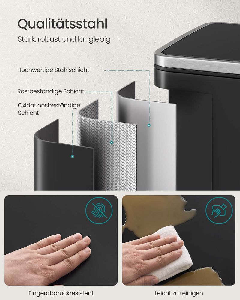 Vuilnisbak met Pedaal – 50 Liter – Softclose Deksel – Uitneembare Binnenemmer – Inclusief 15 Zakken