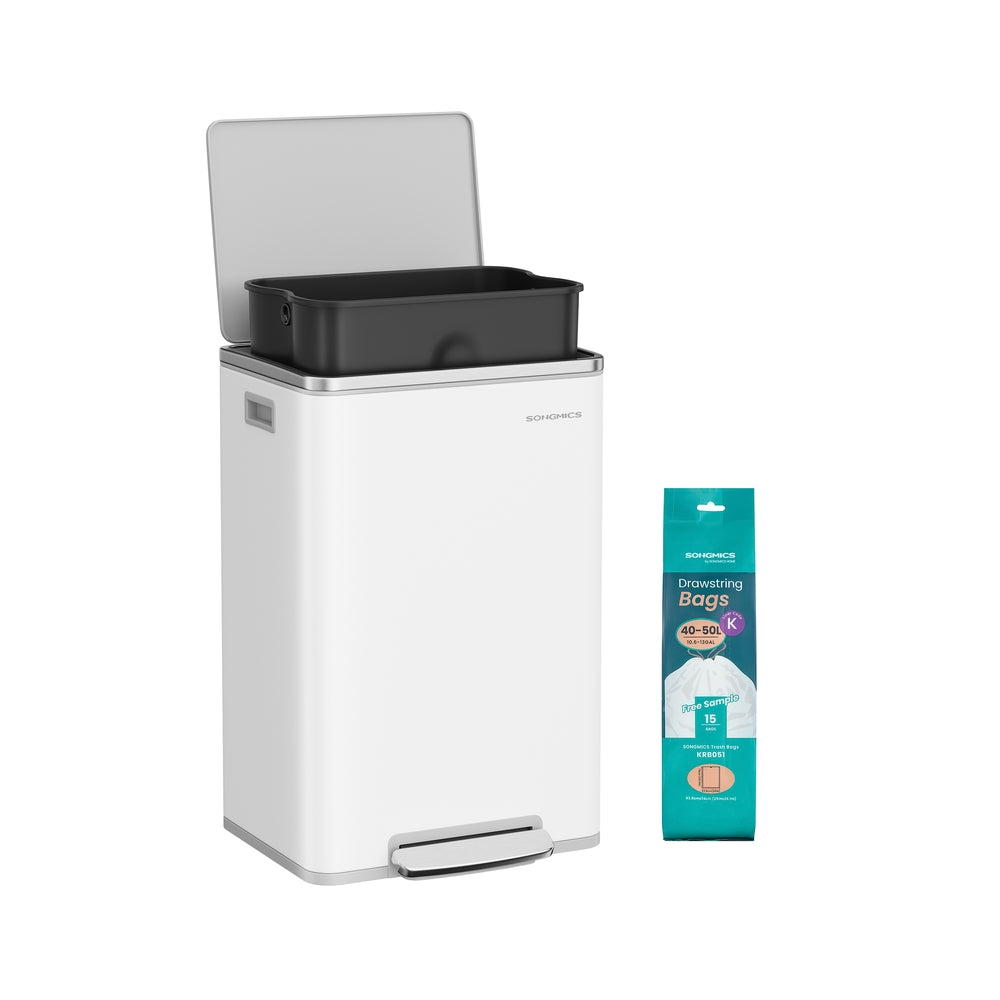 Vuilnisbak met Pedaal – 50 Liter – Softclose Deksel – Uitneembare Binnenemmer – Inclusief 15 Zakken