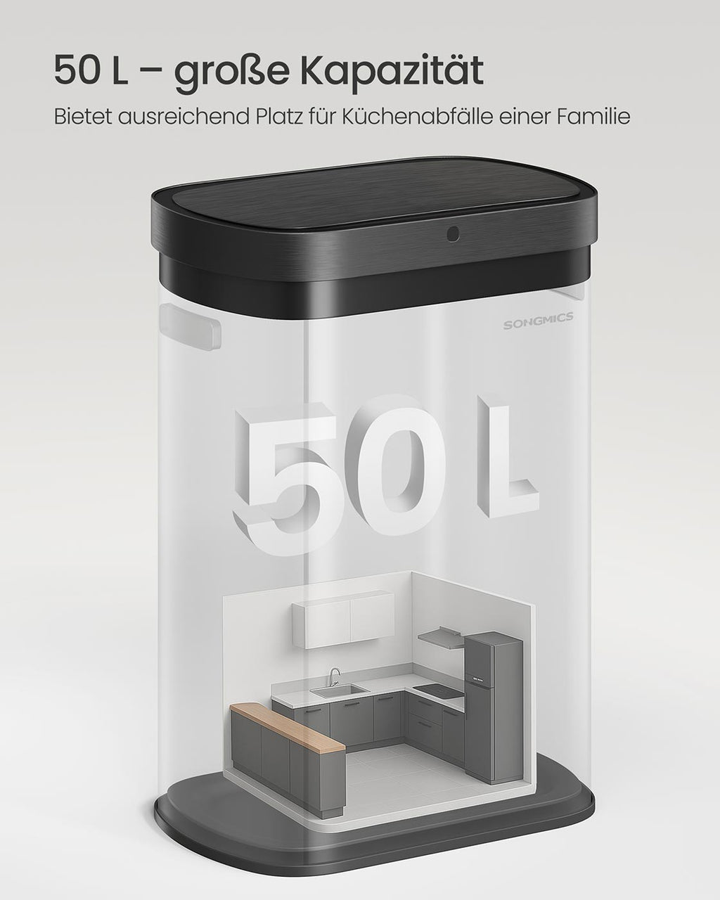 Grote Automatische Prullenbak 50L - Met Sensor En Softclose Deksel - Voor Keuken Of Kantoor