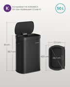 Grote Automatische Prullenbak 50L - Met Sensor En Softclose Deksel - Voor Keuken Of Kantoor