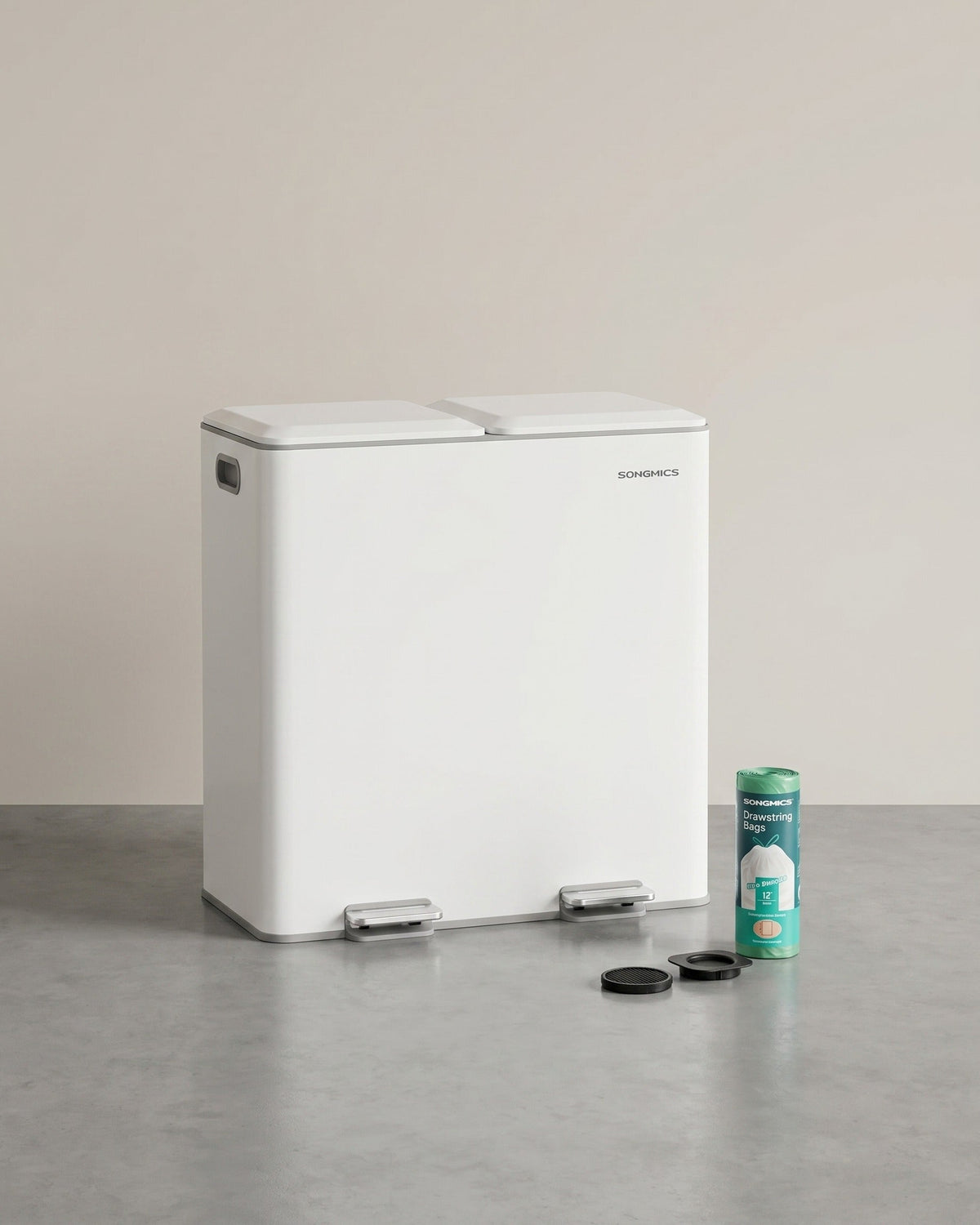 Prullenbak Met 2 Compartimenten – Pedaalbediening – Softclose Deksel – Geurfilter – 2 x 30 L – Staal