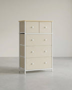 Dressoir - 5 Stoffen Lades - Stalen Frame - Voor Slaapkamer Of Hal