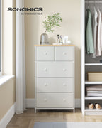 Dressoir - 5 Stoffen Lades - Stalen Frame - Voor Slaapkamer Of Hal